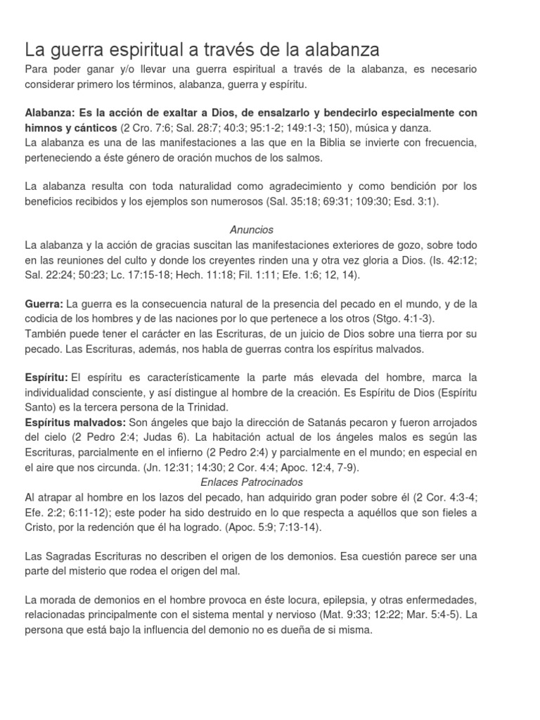 Alabanza en la Guerra Espiritual | PDF | Demonios | Espíritu
