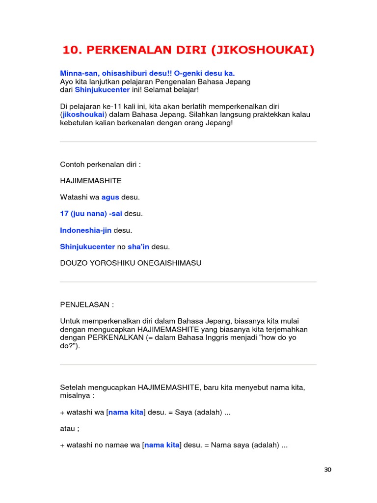 10 Perkenalan Diri Docx