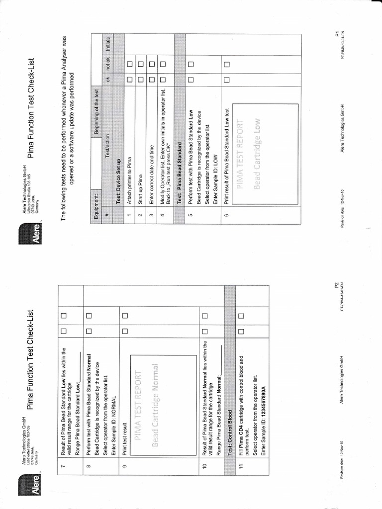 Pima Analyzer Checklist | PDF