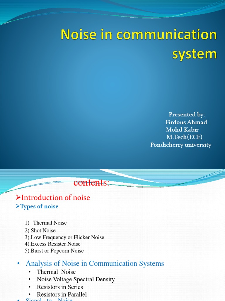 Understanding Noise in Communication Systems | PDF | Electric Current ...