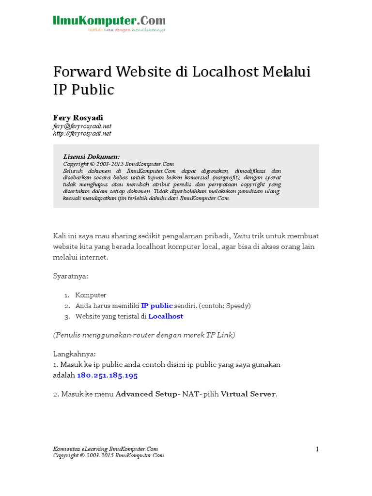 Forward Website Di Localhost Melalui IP Public PDF | PDF | Teknologi ...