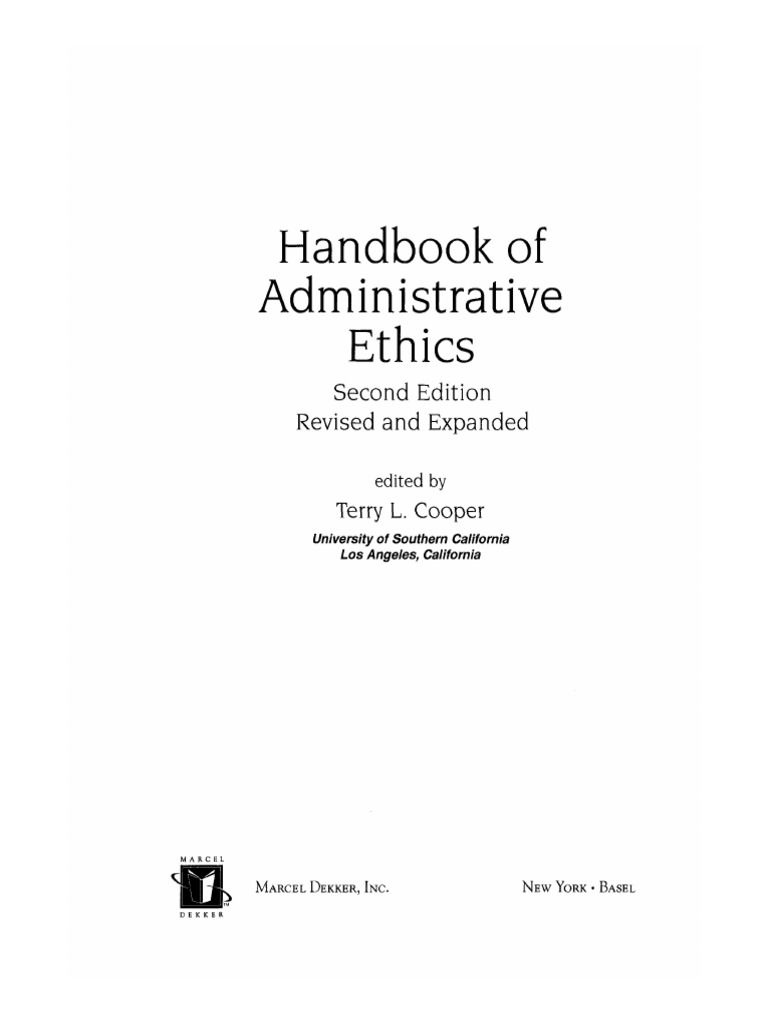 CIVIL SERVICE Handbook of Administrative Ethics Public Administration