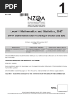 Level 1 Mathematics and Statistics, 2017 Exam