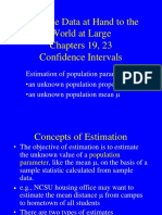 From The Data at Hand To The World at Large Chapters 19, 23 Confidence Intervals