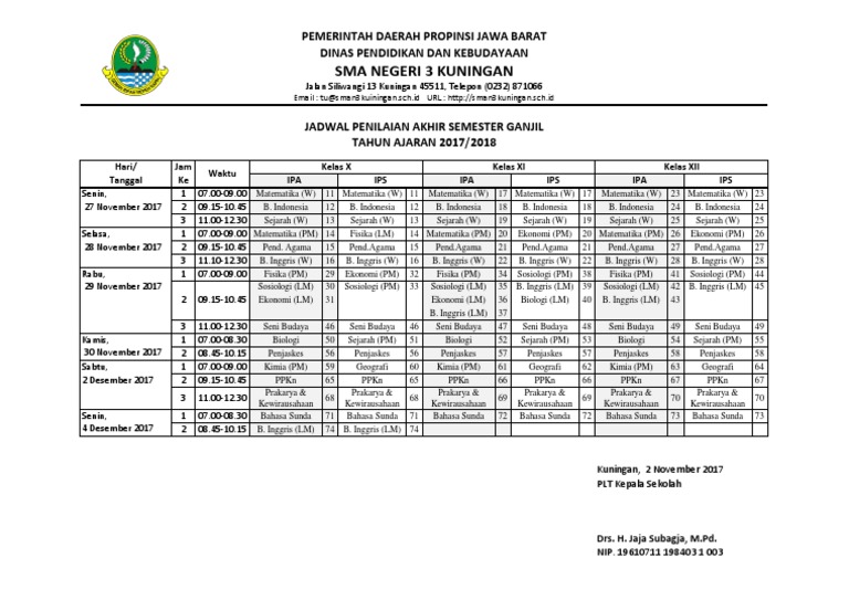 Jadwal Pas Ganjil 2017 2018