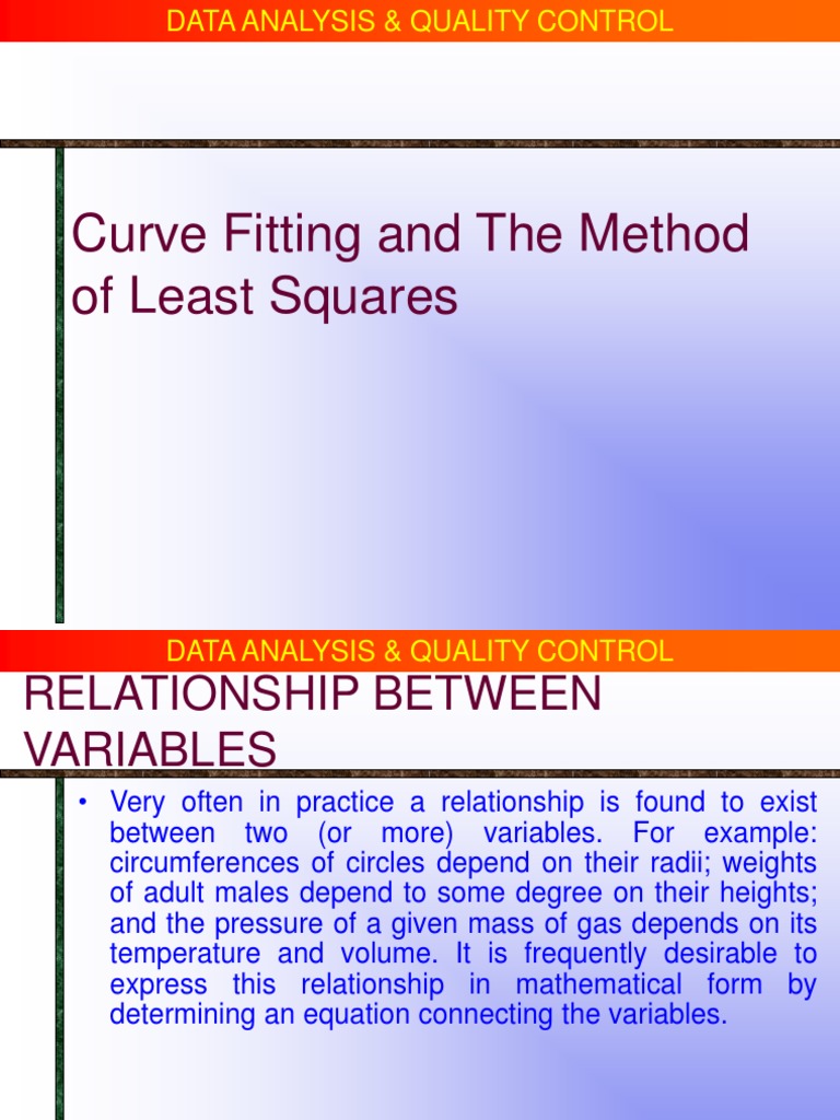 Curve Fitting and The Method of Least Squares | PDF | Equations ...