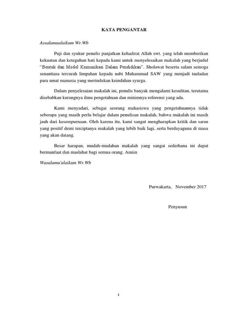 Makalah Bentuk Dan Model Komunikasi Dalam Pendidikan