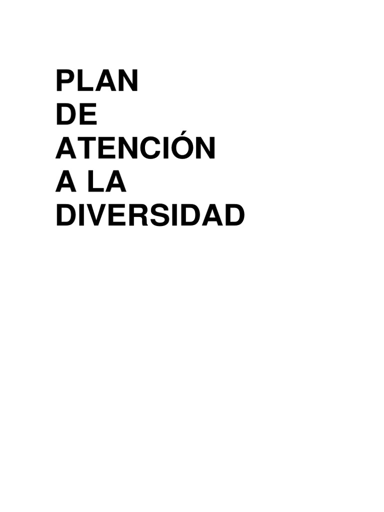 Plan de Atención A La Diversidad | PDF | Jardín de infancia | Maestros