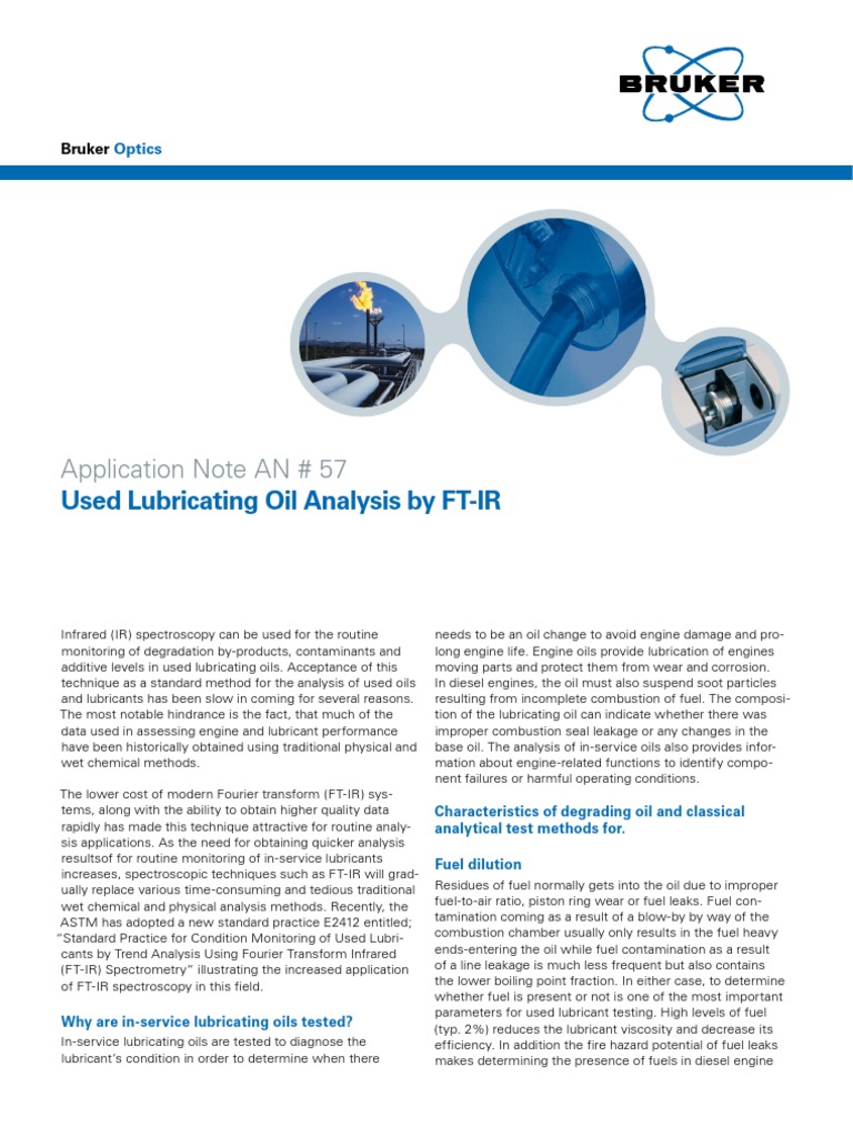 AN57 Used Lubricating Oil Analysis by FT-IR | PDF | Motor Oil | Petroleum