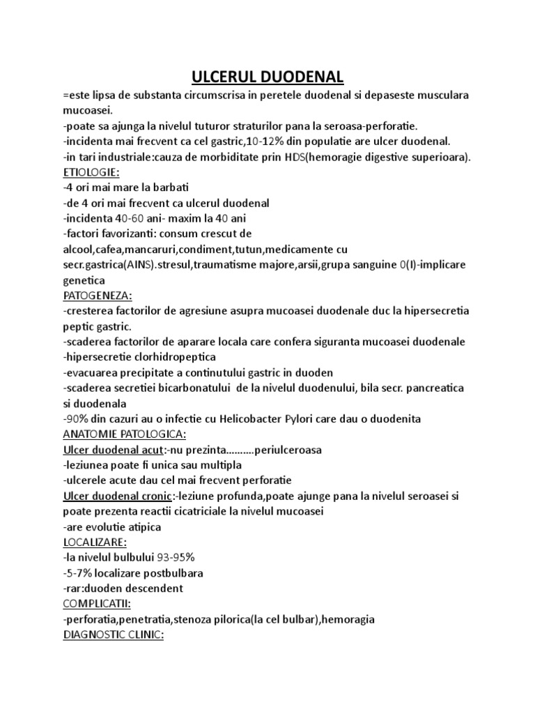 Ulcerul Duodenal | PDF