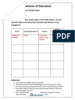 Bachelor of Education: Observation Task 8: Activity Types