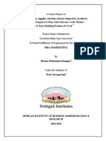 Analysis of The Supplier Selection Criteria Adopted by Architects and Interior Designers in Pune With Reference To The Market Opportunities of Tisya Building Products PVT LTD