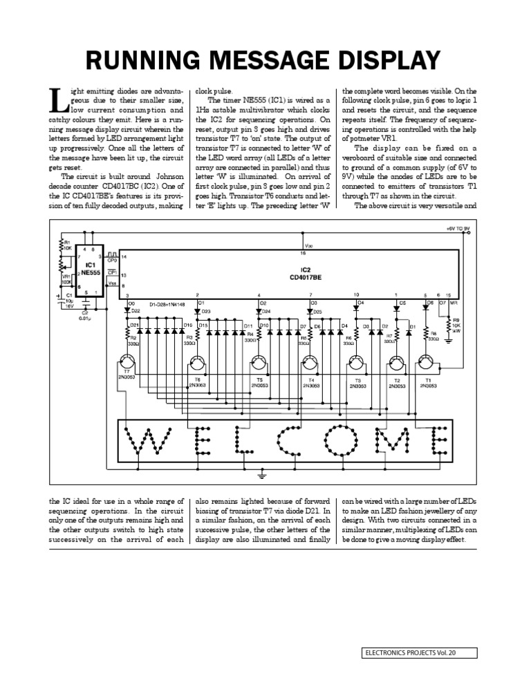 LED Running Message Display Circuit | PDF | Light Emitting Diode ...