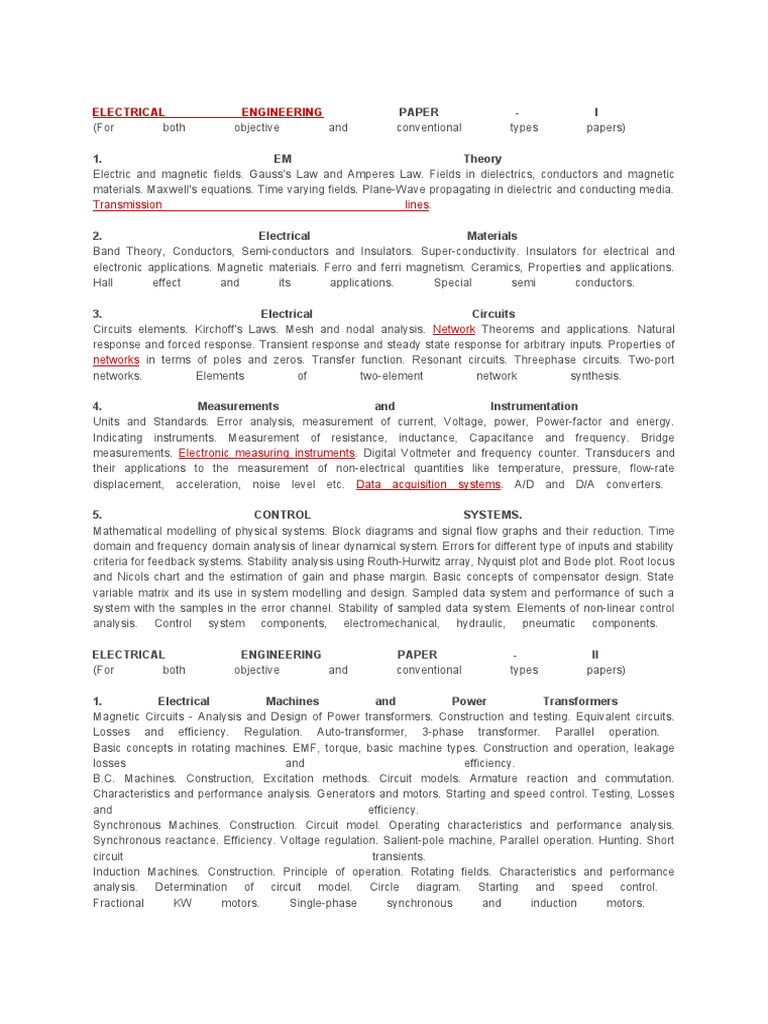 Electrical Engineering: Paper - I | PDF | Amplifier | Electric Power System