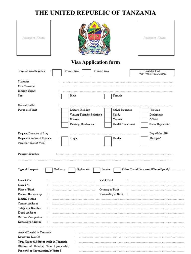 tourist visa application tanzania