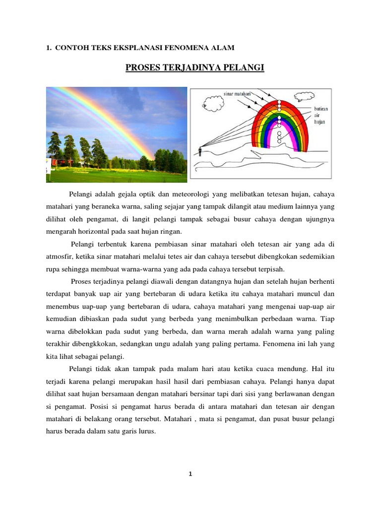Contoh Explanation Text About Rainbow Dan Terjemahannya - Riset