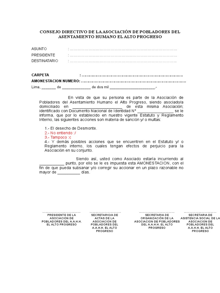 Modelo de amonestacion