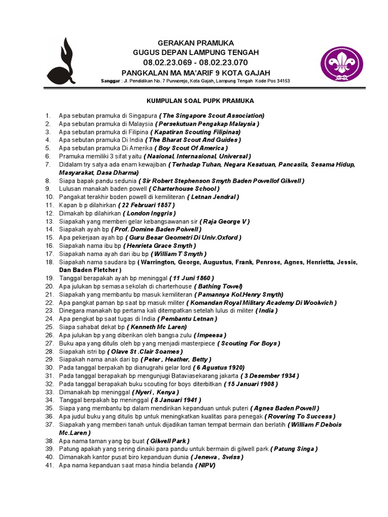 Kumpulan Soal Pupk Pramuka