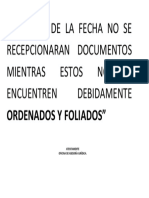 A Partir de La Fecha No Se Recepcionaran Documentos Mientras Estos No Se Encuentren Debidamente Ordenados y Foliados