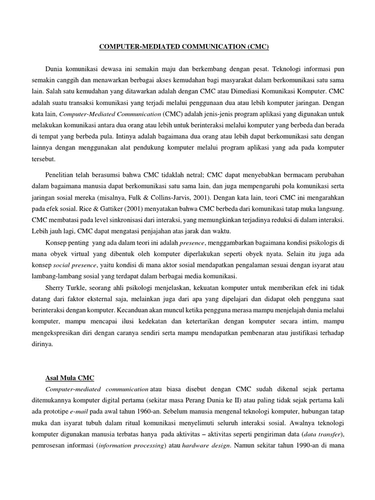 CMC: Transformasi Komunikasi Digital | PDF | Ilmu Sosial | Teknologi ...