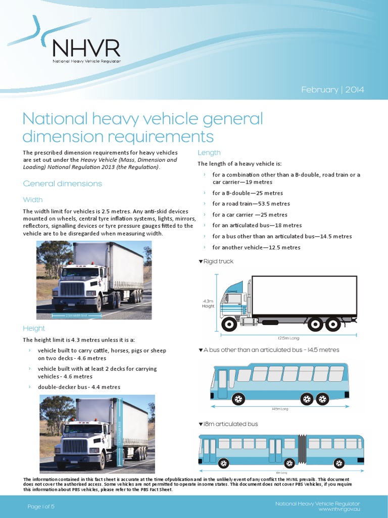 National Heavy Vehicle General Dimension Requirements PDF Truck