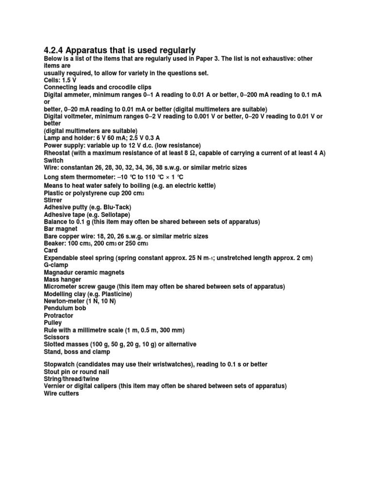 Essential Physics Instruments List | PDF | Science & Mathematics
