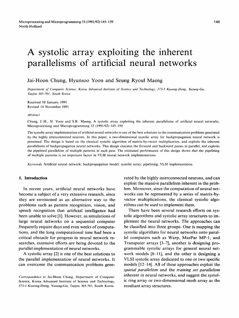 Systolic Array for Neural Networks | PDF | Artificial Neural Network ...