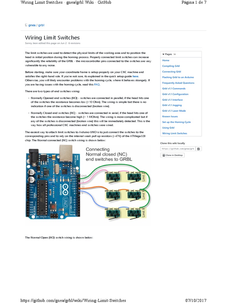 Grbl Wiring Limit Switches | Printed Circuit Board | Switch