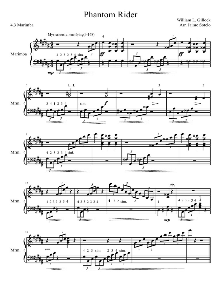 Phantom Rider for Marimba by Gillock | PDF