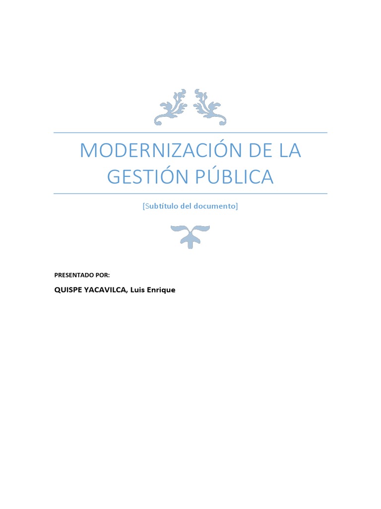 Modernizacion de La Gestion Publica Imprimir | PDF | Administración ...