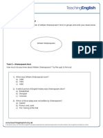 Shakespeare Student Worksheet