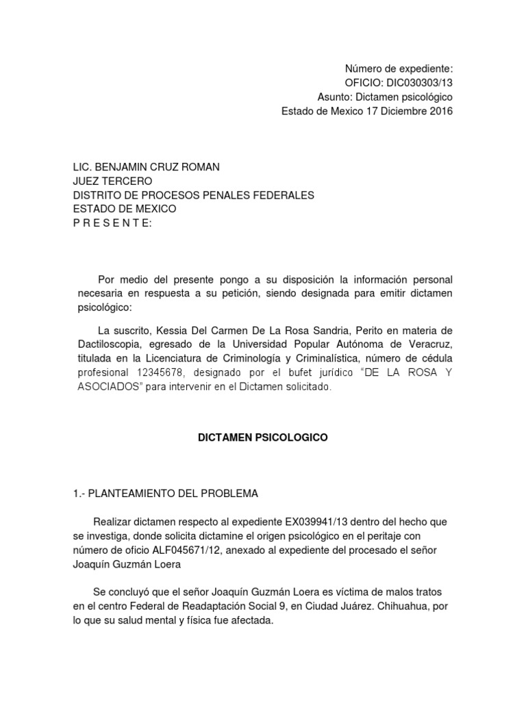 Formato de Dictamen Psicológico | PDF | Sicología | México