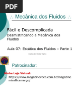 #7 - Estática Dos Fluido - Mecânica Dos Fluidos