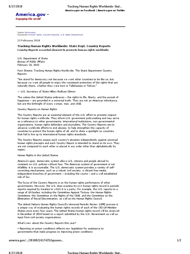10-02-23 Tracking Human Rights Worldwide - State Dept. Country Reports ...