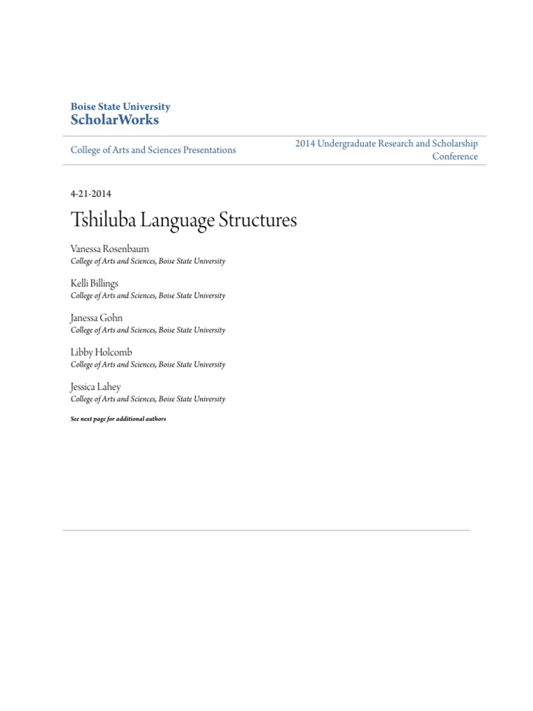 Tshiluba Language Structures PDF PDF Tone (Linguistics) Noun