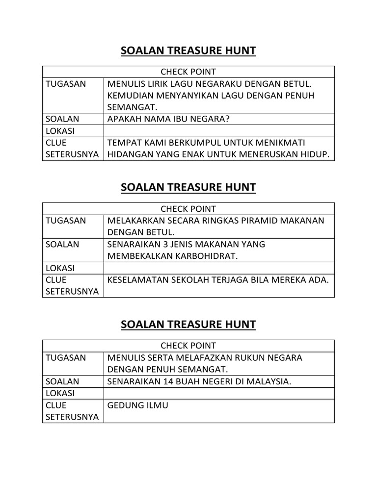 Contoh Treasure Hunt Sekolah