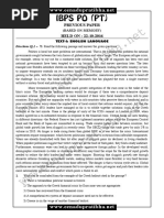 IBPS PO PT Previous Paper Held on 22-10-2016