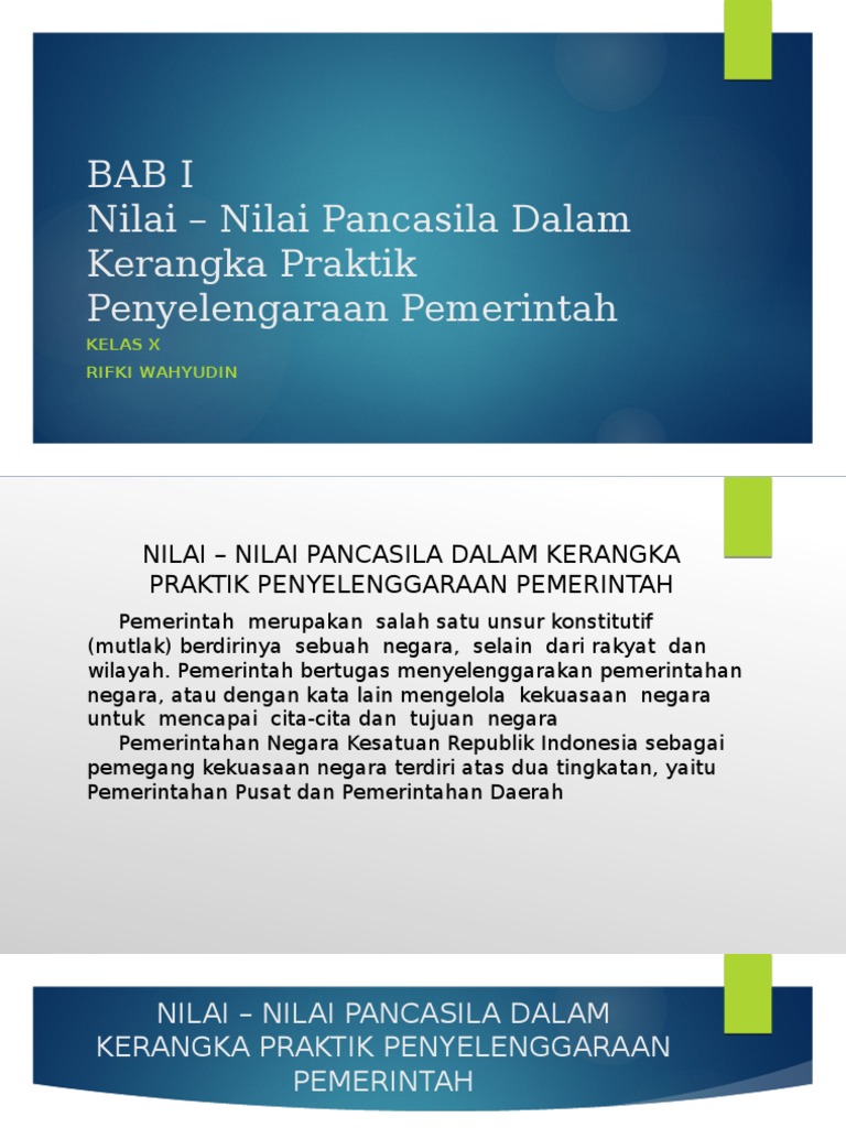 Bab I Nilai Nilai Pancasila Dalam Kerangka Praktik Penyelenggaraan Pemerintahan Negara