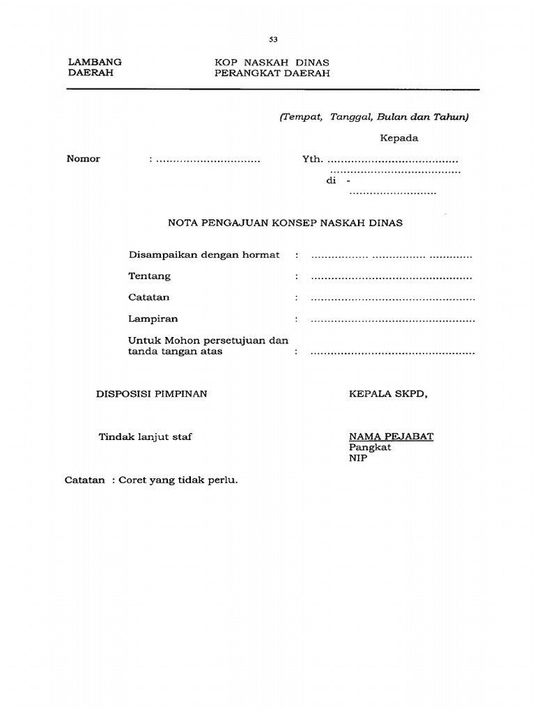 Contoh Nota Pengajuan Konsep Naskah Dinas Korespondensi Eksternal