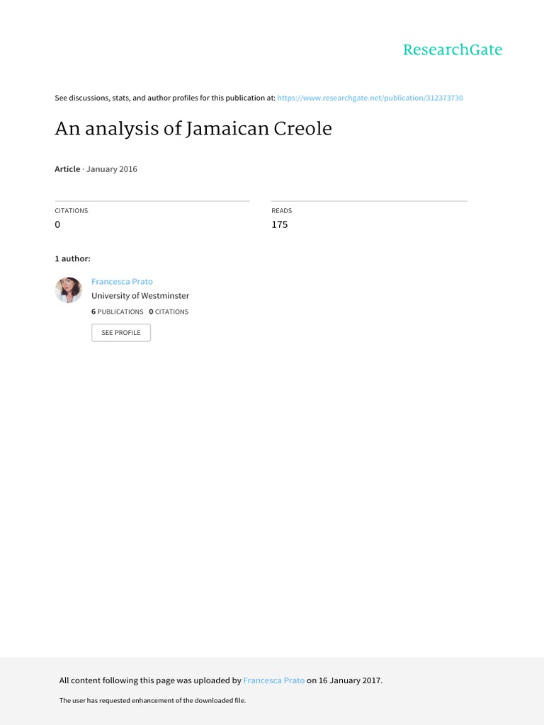 Features of Jamaican Creole Language | PDF | English Language | Jamaica