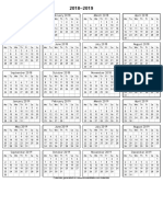 Year 2018–2019 Calendar