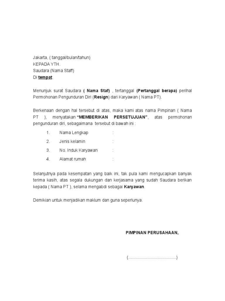 Contoh Surat Pengunduran Diri Dari Training - Contoh Surat Terbaru