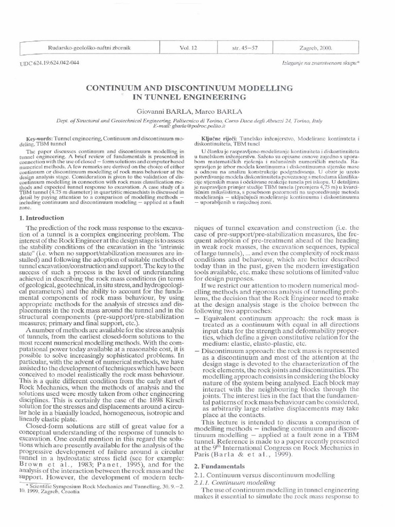 Continuum vs Discontinuum in Tunneling | PDF | Strength Of Materials ...