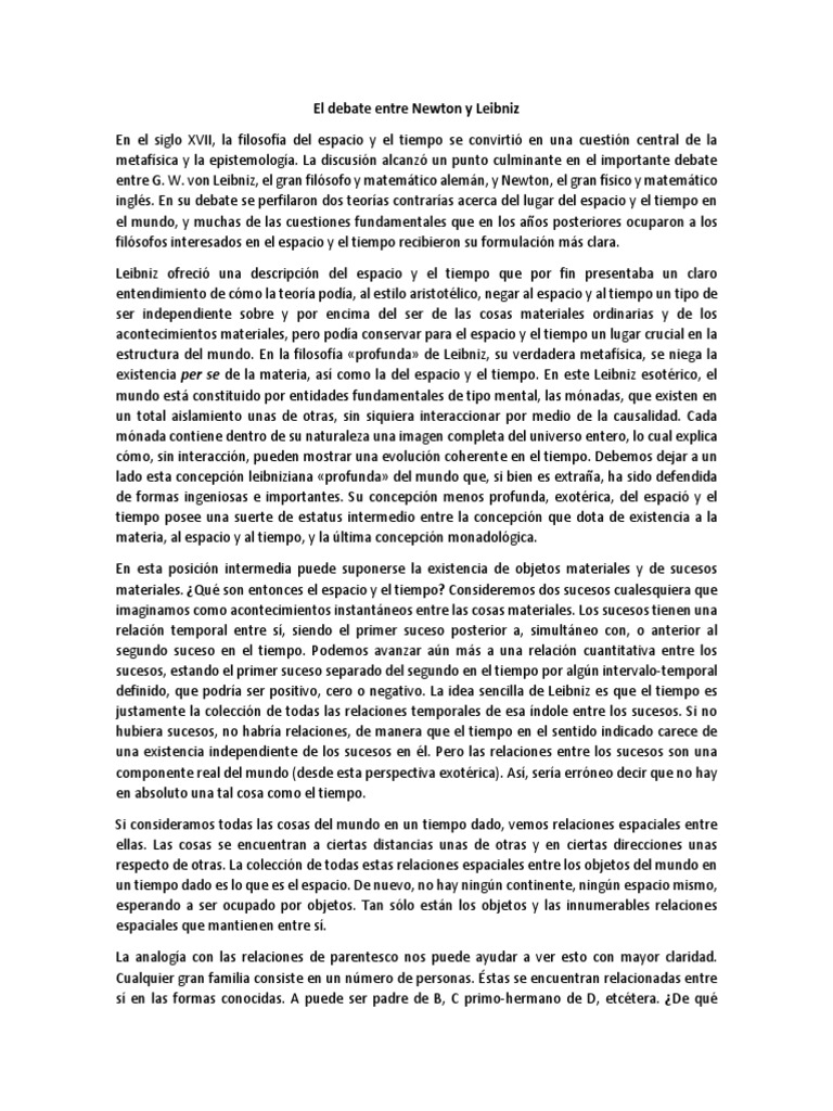 El debate entre newton y leibniz pdf espacio movimiento f sica 