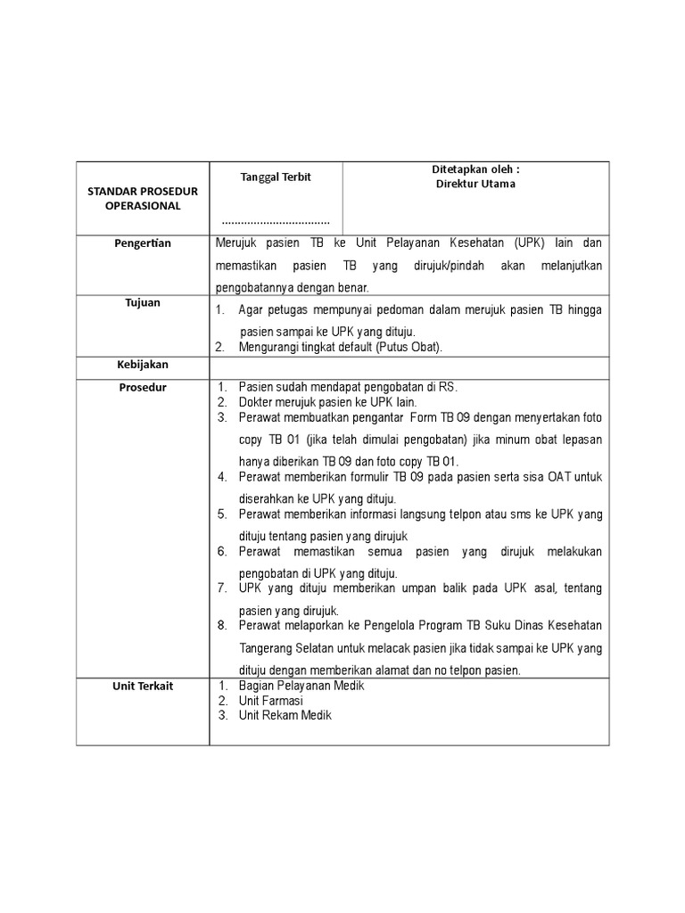 Sop Rujukan Pasien TB 2 | PDF