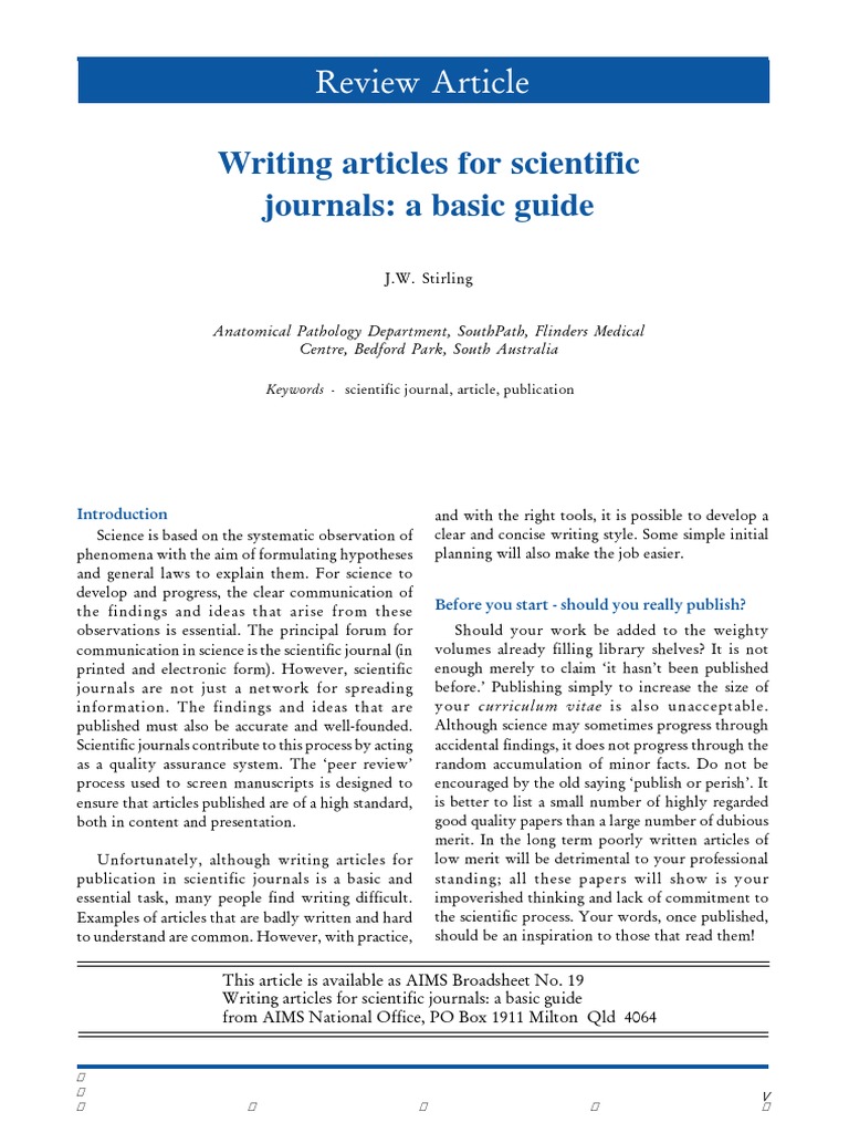 Writing Articles For Scientific Journals | PDF | Citation 