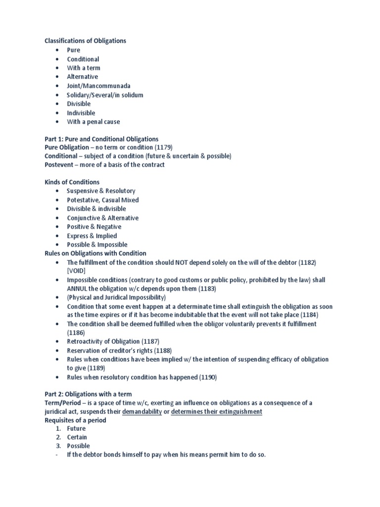 Obligations and Contracts Summary Reviewer | PDF | Offer And Acceptance ...