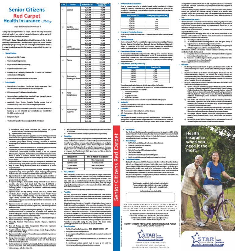 Senior Citizen Red Carpet Brochure Insurance Medicine