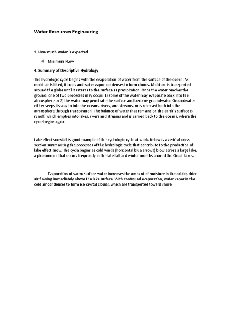 Water Resources Engineering 1. How Much Water Is Expected PDF