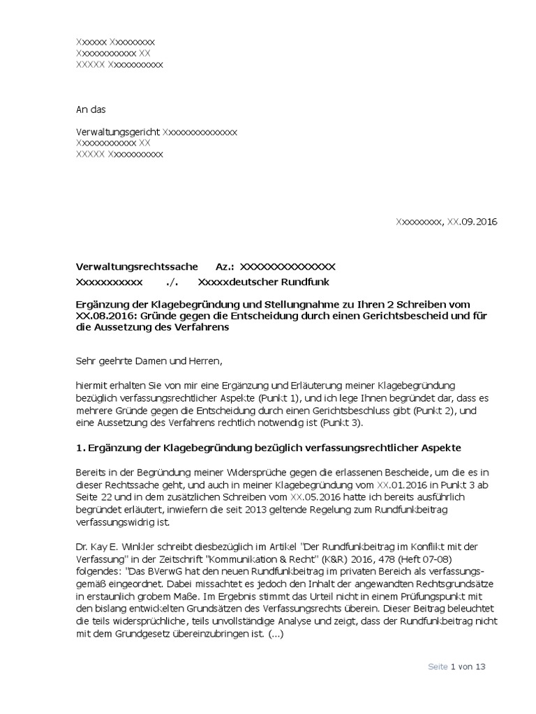 Klagebegründung 2